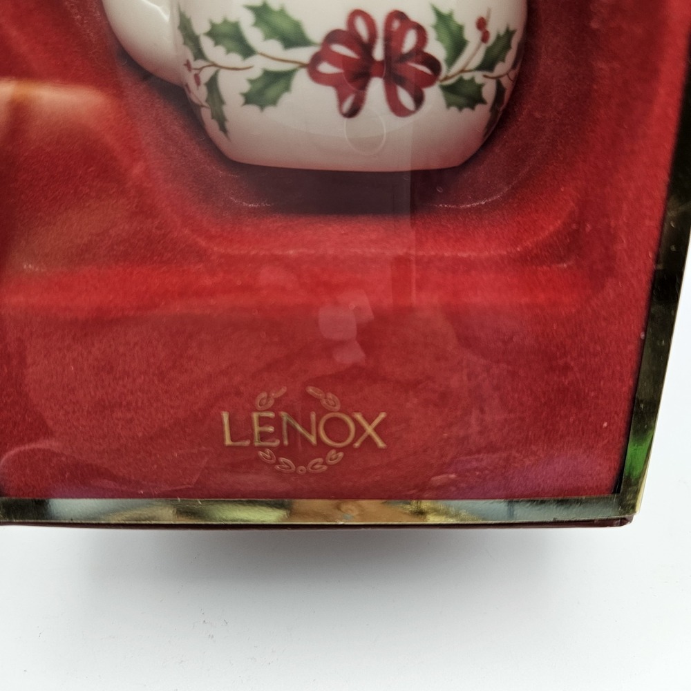 Lenox Holiday Tea Kettle Ceramic Hanging Ornament Holly Pattern Christmas - Picture 3 of 12